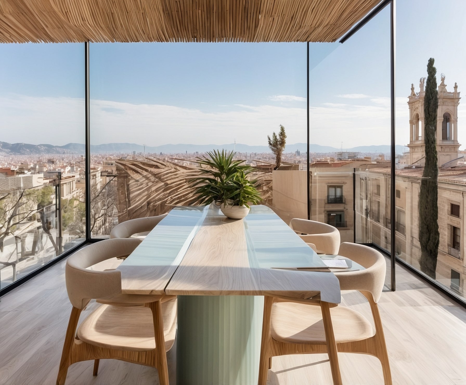 Vista aérea de un ático en Barcelona moderno.